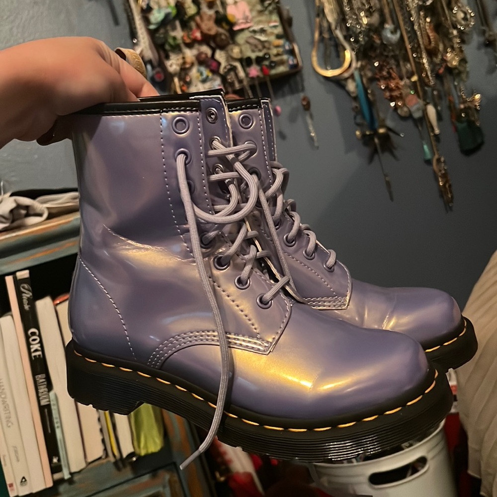 Vegan Leather Purple Iridescent Doc Marten’s Womens US5